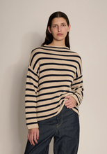 Load image into Gallery viewer, Lamis Stripe Cotton Sweater, Natural/Navy
