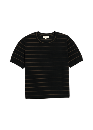Luca Stripe Superfine Top, Black/Cocoa