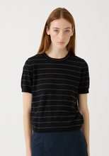 Load image into Gallery viewer, Luca Stripe Superfine Top, Black/Cocoa
