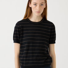 Load image into Gallery viewer, Luca Stripe Superfine Top, Black/Cocoa
