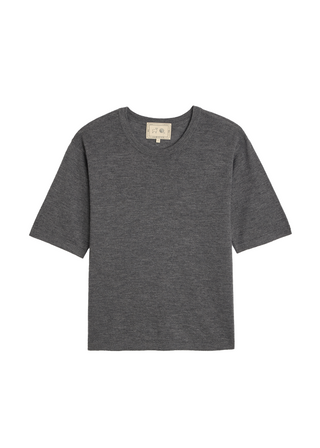 Remy Superfine Cashmere Top, Charcoal Heather
