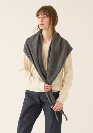 Ruri Large Cashmere Bandana, Dark Heather Grey