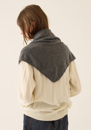 Ruri Large Cashmere Bandana, Dark Heather Grey