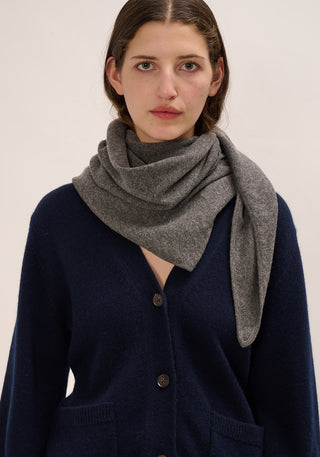 Ruri Large Cashmere Bandana, Dark Heather Grey