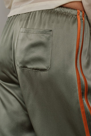 The Silk Stripe Crop Pant, Dill/Apricot