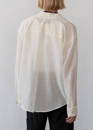 The Silk Cotton Sheer Shirt, Creme