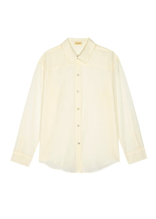 The Silk Cotton Sheer Shirt, Creme