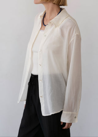 The Silk Cotton Sheer Shirt, Creme