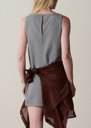 The Cotton Gingham Boatneck Dress, Jet