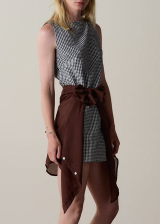 The Cotton Gingham Boatneck Dress, Jet