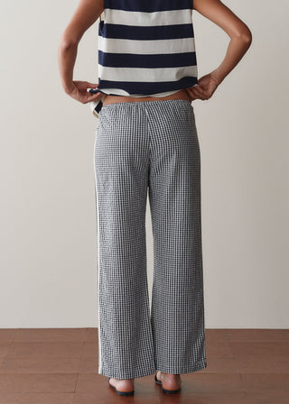 The Cotton Gingham Stripe Crop Pant, Jet