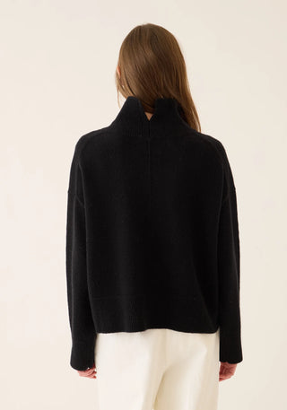 Enid Wool Cashmere Turtleneck Sweater, Black