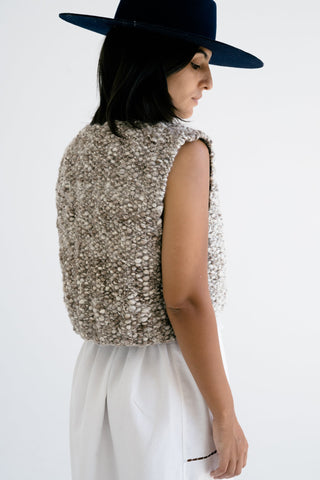 Fumo Hand Knitted Wool Vest, Stone