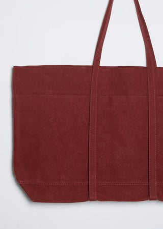 Washed Canvas 6 Pockets Tote Medium, Burgundy