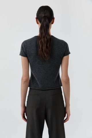 Fine Merino Wool Baby Tee, Charcoal Melange