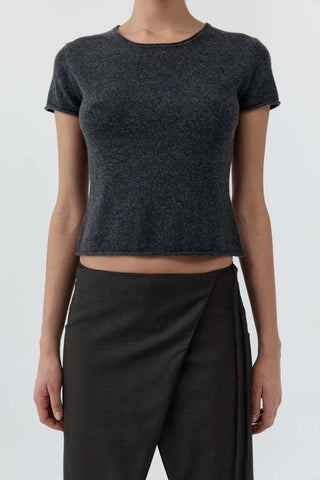 Fine Merino Wool Baby Tee, Charcoal Melange