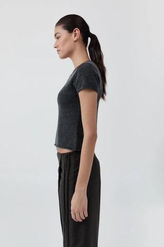 Fine Merino Wool Baby Tee, Charcoal Melange