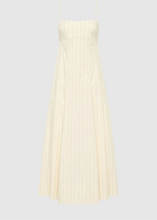Load image into Gallery viewer, Everyday Cotton Pleat Dress, Ecru Stripe
