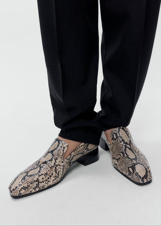 Heeled Snake Loafer, Cream