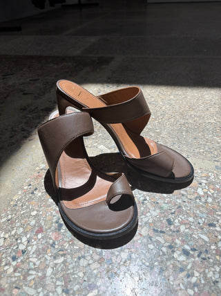Trivento Nappa Cutout Heeled Sandals, Khaki Brown