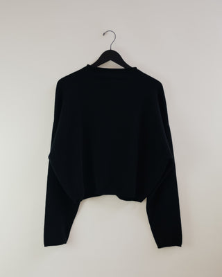Wool Peri Shrunken Cardigan, Black