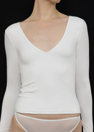 Recline V Long Sleeve, Natural