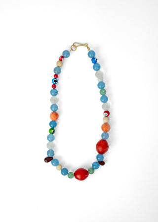 Necklace #7, Blue, Jade and Coral