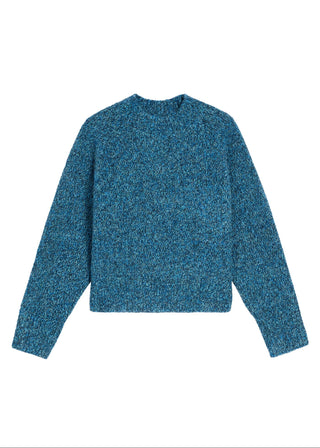 Margot Speckled Wool Alpaca Sweater, Peacock