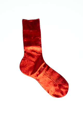 One Ribbed Laminated Socks, Red