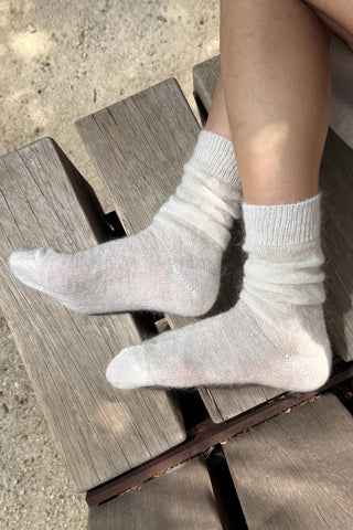 Mohair Veil Socks, Cream