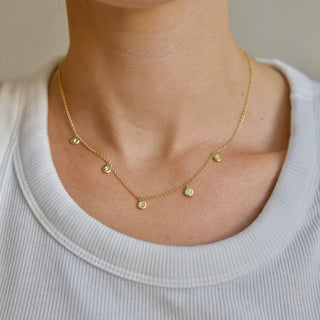Nesting Gem Necklace, Five Diamond
