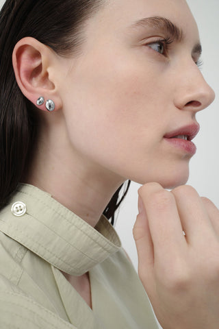 Small Figure Studs, Silver