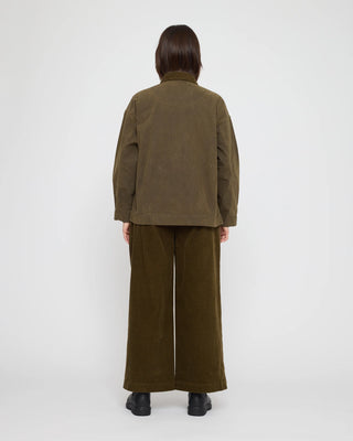 Panel Pockets Shirt Jacket, Waxed Olive Brown