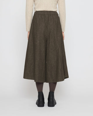 Pleated Culotte, Olive Soft Denim