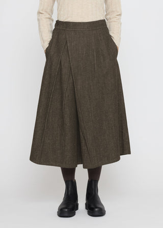 Pleated Culotte, Olive Soft Denim