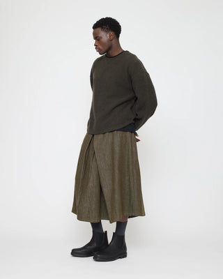 Pleated Culotte, Olive Soft Denim