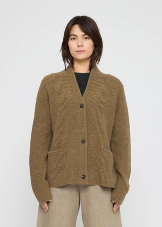 Pocket Ribbed Cardigan, Toffee