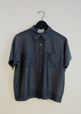 Cotton Silk Miranda Blouse, Charcoal