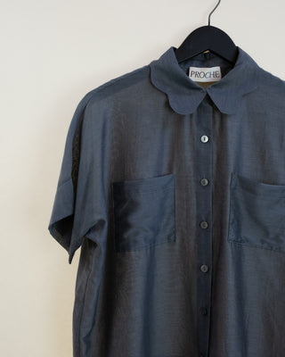 Cotton Silk Miranda Blouse, Charcoal
