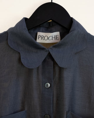Cotton Silk Miranda Blouse, Charcoal