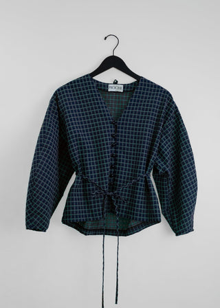 The Organdy Sylvia Top, Olive Plaid