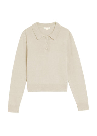 Robin Alpaca Polo Sweater, Paper White