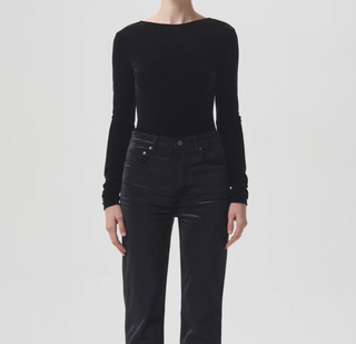 Corrin Scoop Back Bodysuit, Black