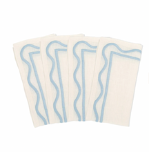 Load image into Gallery viewer, Colorblock Embroidered Linen Napkins, Blue (Set of 4)
