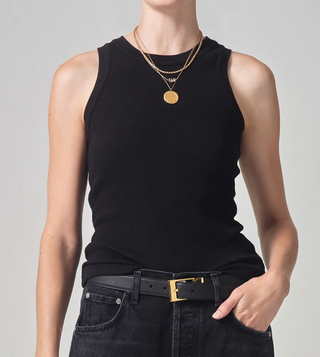 Isabel Rib Tank, Black