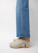 Load image into Gallery viewer, Old School Clog on High Heel, Chalk Suede
