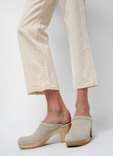 Load image into Gallery viewer, Old School Clog on High Heel, Chalk Suede
