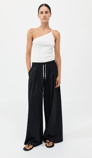 Wool Drawstring Pants, Black