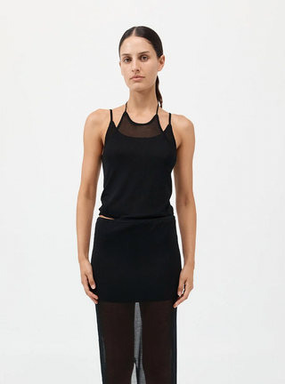 Layered Halter Tank, Black