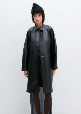 Faux Leather Coat, Black